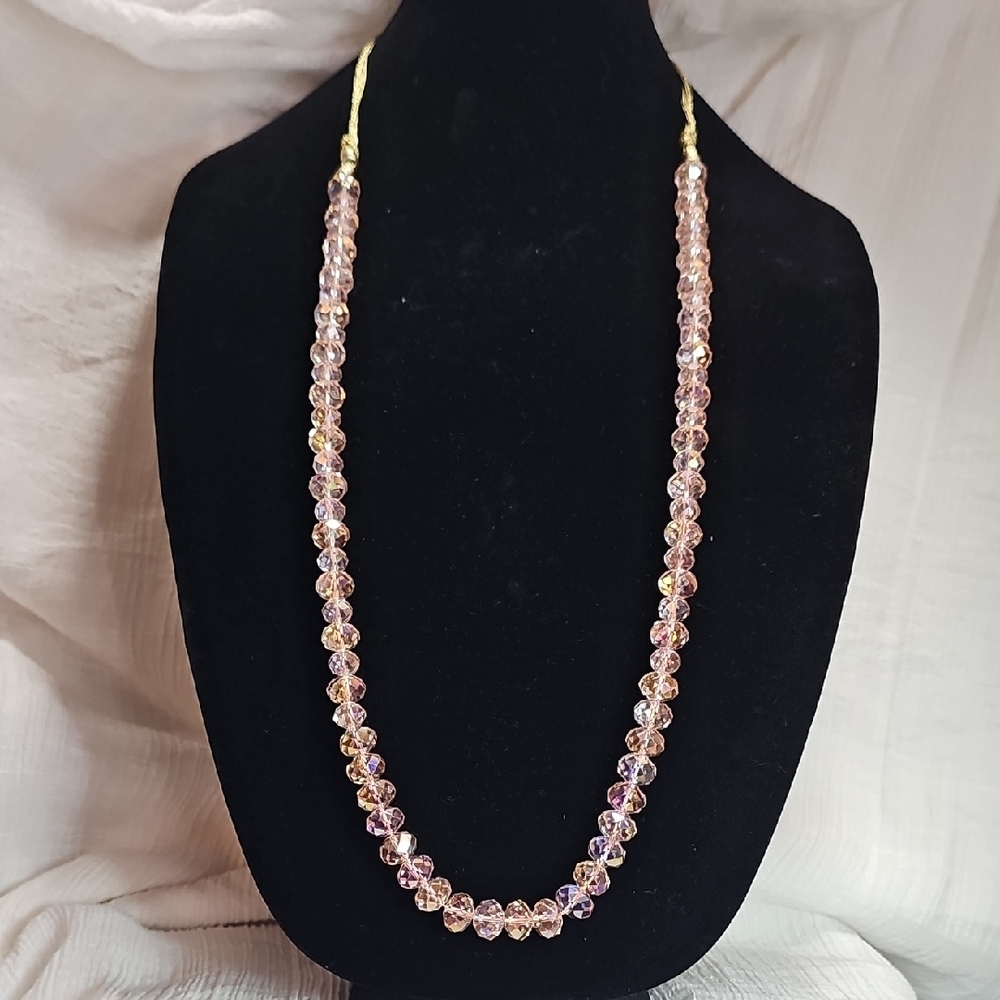 Chico's Gold and Pink Crystal Necklace
